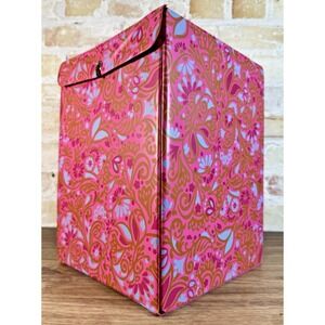 Vintage 1960s Mod Pink Psychedelic Drag Wig Case Floral Vinyl Retro Beauty Box